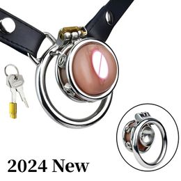 24 New Upgraded Plus Size Simulation Vagina Chastity Lock Sissy Abstinence Anti Cheating Cock Cage Penis Ring Male Sex Toys 18+