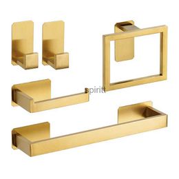 Toilet Paper Holders Self-adhesive Gold Bathroom Hardware Accessories Set Stainless Steel Toilet Paper Holder Towel Bar Hook Bathroom Accessories 240313