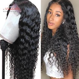 Water Wave Closure Wig Human Hair Lace Front Wigs with Baby Hair PrePlucked for Black Women Remy Lace Frontal Wig Headband Wig9693478