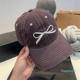 Luxury Cotton Baseball Cap For Women 2024 Designer Girls Bow Embroidery Ball Hat Caps Casquette Unisex Solid Fitted Sun Caps