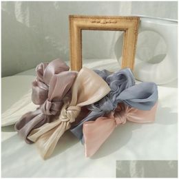 Hair Pins Pearlescent Large Intestine Ring Super Fairy Ribbon Bowknot Ornament Women Simple Temperament Leather Band Tied Girl Korean Otdo8
