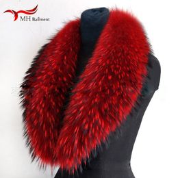 Real Raccoon Fur Scarves Woman 100% Pure Natural Raccoon Fur Collar Warm Winter Scarves Red Fox Fur Collar M8 201018263p