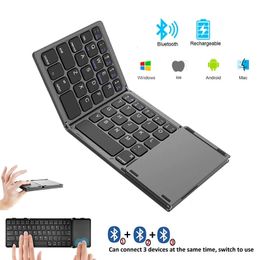 Mini Keyboard Wireless Folding Bluetooth Foldable With Touchpad for Windows Android iPad Phone Rechargeable 240309