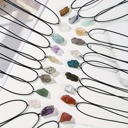 Natural Gem Rough Raw Stone Pendant Necklace Gemstone for Women beach Holiday Vacation Party Gift