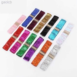 Belts Sequin Elastic Glitter Belt Wide Waist Belt Buckle Waistband Decorative Strap Party ldd240313