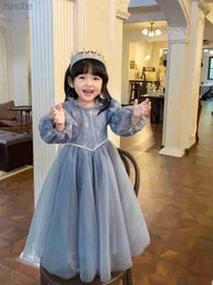 Girl's Dresses Little Dress Long Sleeved Gauze Elegant Princess Gala Dresses for 3-10 Years ldd240313