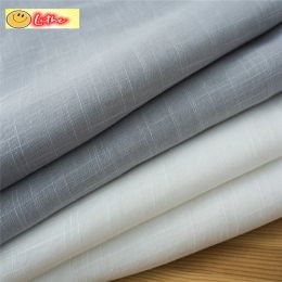Curtains Modern Grey Linen Tulle Curtains for Kitchen Door Sheer Window Treatments White Solid Tulle for The Living Room