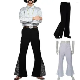 Men's Pants Bell-bottom Retro Disco Shiny Sequin Flared Hem Hippie Costume For Men 60s 70s Halloween Carnival Party Cosplay