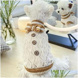 Dog Apparel Pet Christmas Clothes Winter Warm For Small Cats Dogs Elegant Sweater With Bow Knot Luxury Kitten Kitty Clothing Drop Deli Ot8Xr