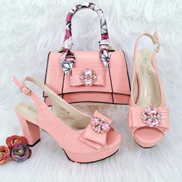 Dress Shoes Doershow Beautiful Italian Shoe And Bag Set In Italy Pink Colour With Matching Bags HFG1-23