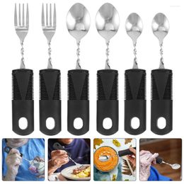 Dinnerware Sets 2 Bendable Cutlery Utensils For Disabilities Tableware Elderly Adult Aldult Stainless Steel Spoon And Fork The