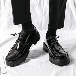 Hight Quality 2024 S/A British Style Patent Leather Height Increasing Shoes For Men Business Casual Dress Black Hombre 240307