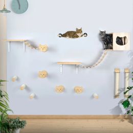 Scratchers Handcrafted Wall Mounted Cat Shelves, Bridge Shelf, Perch Hammock, Bed Sleeping Wall Steps, Ladder for Kitten Climbing Furniture