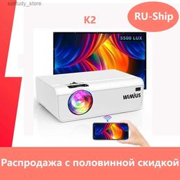 Other Projector Accessories Mini Projector WiFi Projectors K2 Native 1080P/4K Support 300 Screen 5500 LUNES Projector For Home Projector Phone Q240322