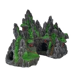 Decorations Large Fish Tank Decorations Mountain View Aquarium Ornament Tree House Cave Bridge