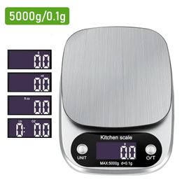 Household Kitchen Scale Electronic Food Scale Baking Scale Measuring Tool Stainless Steel Platform With Lcd Display 5kg 0.1g 240228