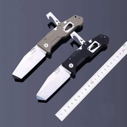 Camping Hunting Knives Land 9046 Pocket Folding Knife Outdoor Multifunctional Tools With Glass Breaking Element Key Belt Cutter For Travel Camping Hiking 240315