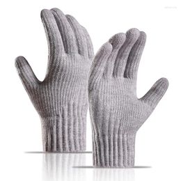 Cycling Gloves Women Warm Winter Touch Screen Stretch Knit Mittens Wool Full Finger Female Crochet Glove