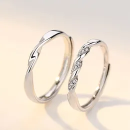 Cluster Rings European S925 Sterling Silver Mobius Couple Ring Enamel HipHop For Women Men Birthday Jewellery Adjustable