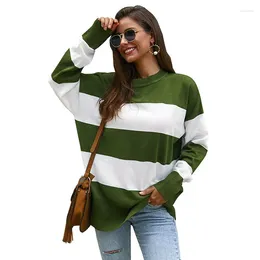 Women's Sweaters Women Vintage Sweater Casual Fashion Striped Stitching Fine Wool Top Winter Clothes For 2024 Autumn