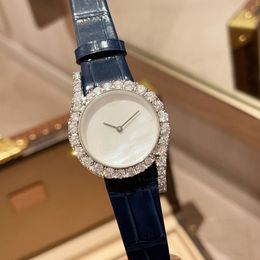 Hot sale burst luxury ladies high quality quartz watch designer fashion watches diamond dial leather strap waterproof 32mm