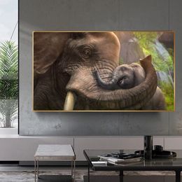 Elephant Mother And Sun Poster Canvas Painting Wall Art Pictures For Living Room Animal Prints Home Decor Indoor Decorations3108