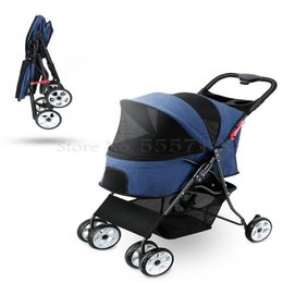 Pet Stroller Lightweight And Foldable Medium-sized Small Dog Trolley Teddy Cat Out Four Wheel Scooter Car Seat Covers3052
