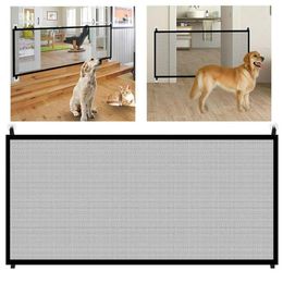 Kennels & Pens Magic Dog Gate Fences Portable Folding Breathable Mesh Pet Barrier Separation Guard Isolated Dogs Baby Home Safety 262f