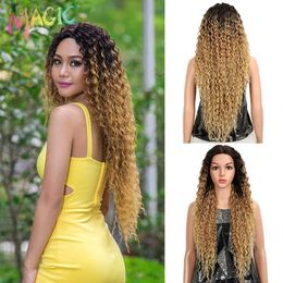 Synthetic Wigs Synthetic Lace Wig Kinky Curly Wigs Blonde High Temperature Fibre Curly Hair Wigs For Black Women Cosplay ldd240313