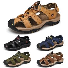 HBP Non Brand Classic High quality Cow Leather Sandals Summer Outdoor Handmade Men Sandals Fashion Comfortable Men Beach leather shoes