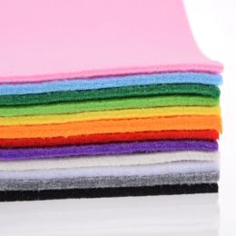 Fabric QUANFANG 12pcs 30*30cm 3mm Thick Felt Non Woven Fabric Polyester Cloth For Sewing Dolls Crafts Home Decoration Pattern Bundle