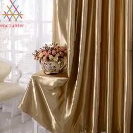 Curtains Luxury Golden Semi Blackout Curtains for Living dining room bedroom Gold Lining Cloth for Window Drapes Screen