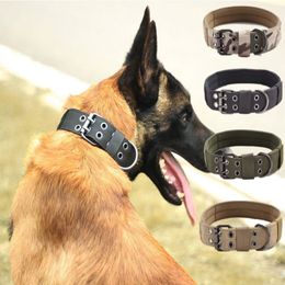 Dog Collar Adjustable Military Tactical Outdoor Training Nylon Dog Collars Durable Metal Buckle Large Medium Dogs Pet Products 201300m