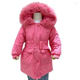 Down Coat Russian Winter Thickened Warm Children's Jacket With Real Fur Collar Girls Clothes