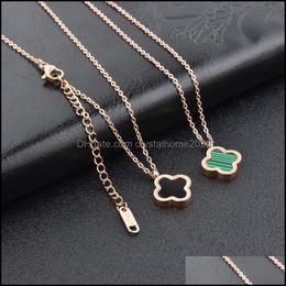 Pendant Necklaces Classic Design Double Side Stainless Steel Clover Necklace Four Leaf Jewellery For Women Gift Drop Delivery Pendants Otgxr