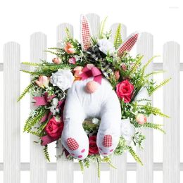 Decorative Flowers 2024 Easter Wreath Colourful Door Wall Ornaments Happy Home Party Creative Garland Festival Decoration