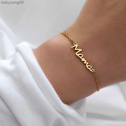 Bangle Stainless Steel Bracelets Letter Mama Pendant Chains Fashion Charms Bracelet For Women Jewelry Party Lover Mum Mothers GiftsL2403