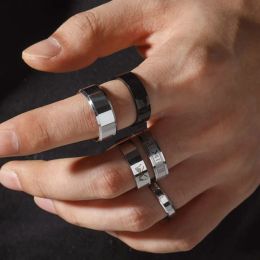 6mm/ 8mm Basic Rings for Men, Plain 14K White Gold Matte Surface Finger Band, Classic Simple Wedding Rings