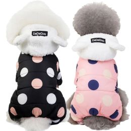 Jackets Winter Dog Clothes for Small Dogs Pets Puppy Hoodies Coat Thicken Keep Warm Cotton Coat for Chihuahua Cute Dot Jacket for Doggie