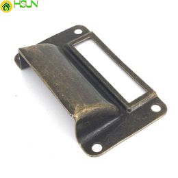 Bronze Tone Metal Cupboard Cabinet Door cup pull Handle Vintage Label Frame Drawer Box Case Cabinet Card Holders259A