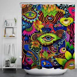 Curtains New Modern Style Psychedelic Series Shower Curtain Polyester Waterproof Mildew Proof Abstract Eyes Bathroom with Hooks