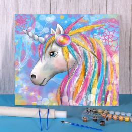 Number Animal Unicorn Painting By Numbers Set Oil Paints 50*70 Canvas Pictures Decorative Paintings For Adults Art