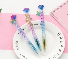 1pcs Bling Gradient Princess Shell Pendant Gel Pen School Office Supply 05mm black ink pen plastic gel pen Stationery tool4376717