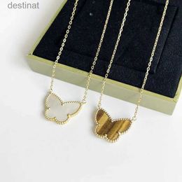 Other European And American Trend 925 Silver Gold-plated White Fritillary Butterfly Necklace Women Fashion Luxury Brand Jewellery GiftsL242313C24326