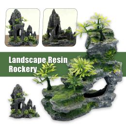 Decorations Artificial Aquarium Mountain Resin Stone Rock Reef Cave Fish Tank Decor Ornaments Aquarium Landscaping Rockery