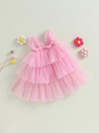 Girl Dresses Toddler Girls Summer Casual Cute Sleeveless Off Shoulder Floral Embroidery A-Line Lined Mesh Dress