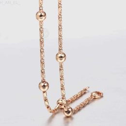 Pendant Necklaces Elegant Beaded Satellite Necklaces For Women Girls 585 Rose Gold Color Ball Beads Link Chain Wedding Female Jewelrty CN46 L24313