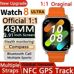 İzle 8 Ultra S9 Smart Watch 49mm 2024 Yeni NFC Erkek Kadınlar GPS Track Bluetooth Çağrı Bt Müzik Oyunları Kablosuz Şarj Smartwatch