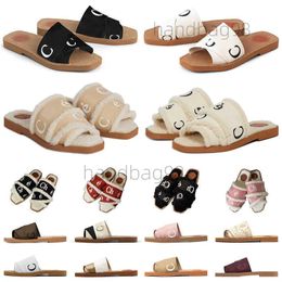 Womens Shoes Womens Sandals Designer Slippers Flat Mule In Canvas Shearling-lined White Black Grey Green Fur Mens Summer Sandal Size35-42