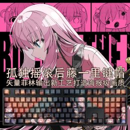 Curtains 108 Keys Pbt Dye Subbed Keycaps Cartoon Anime Gaming Key Caps Bocchi the Rock Hitori Gotoh Backlit Keycap for Ansi Layout